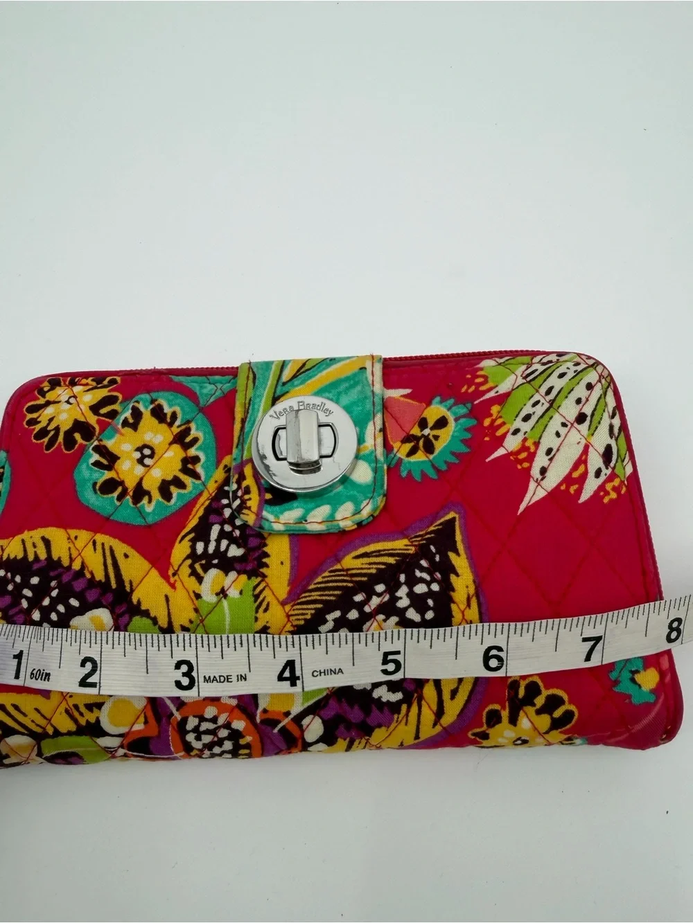 Vera Bradley Turnlock Zip Wallet Tropical Floral Red